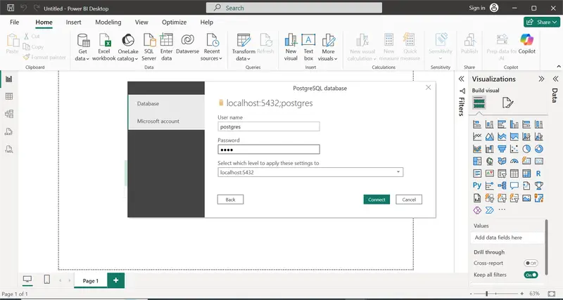 Entering username and password