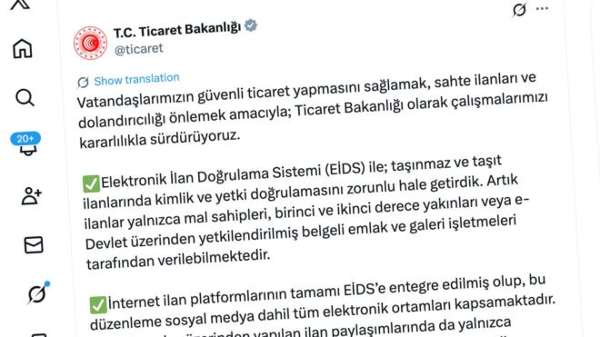 Ticaret Bakanlığı: