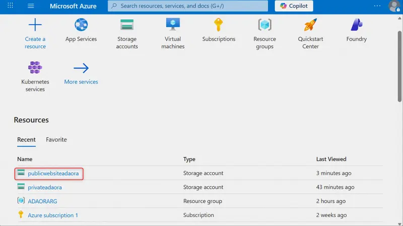 storage account to be backed up