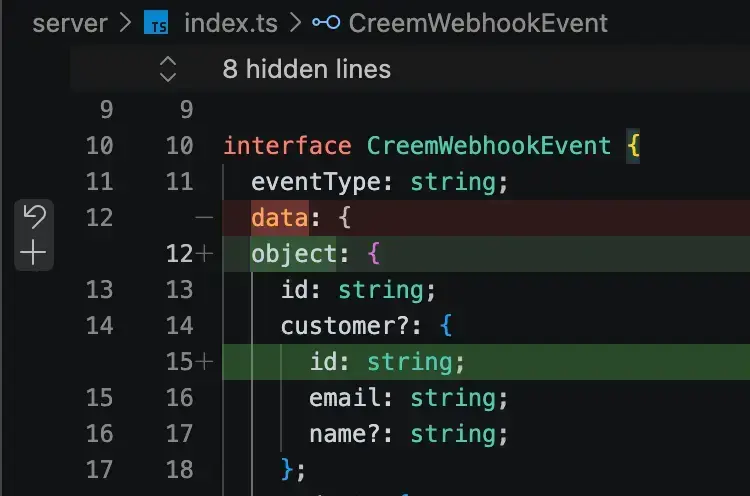 Creem Webhook correct payload structure