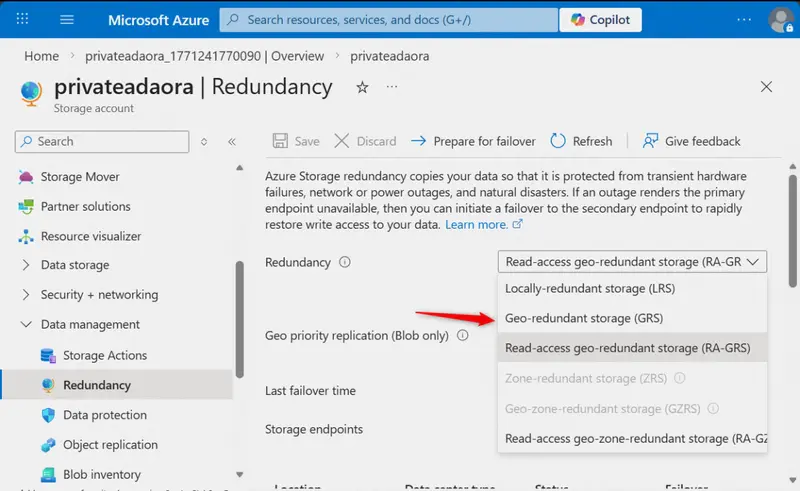 Geo-redundant storage