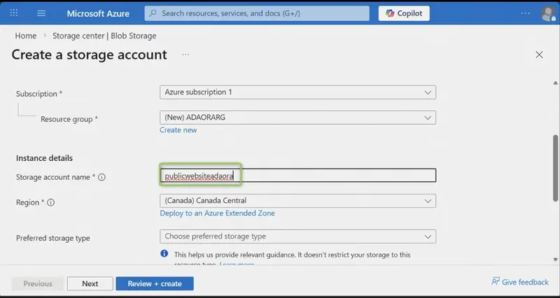 Storage account name