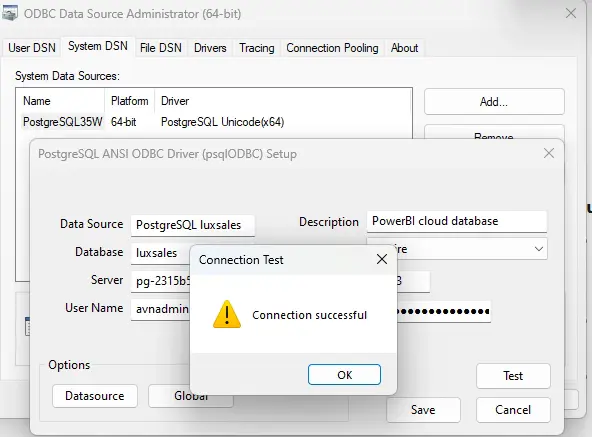 Testing connection