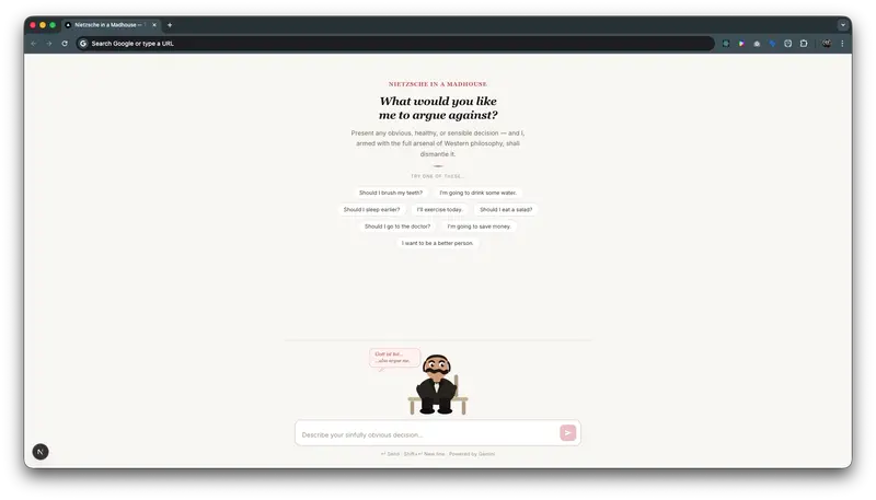Screenshot of Nietzsche in a Madhouse