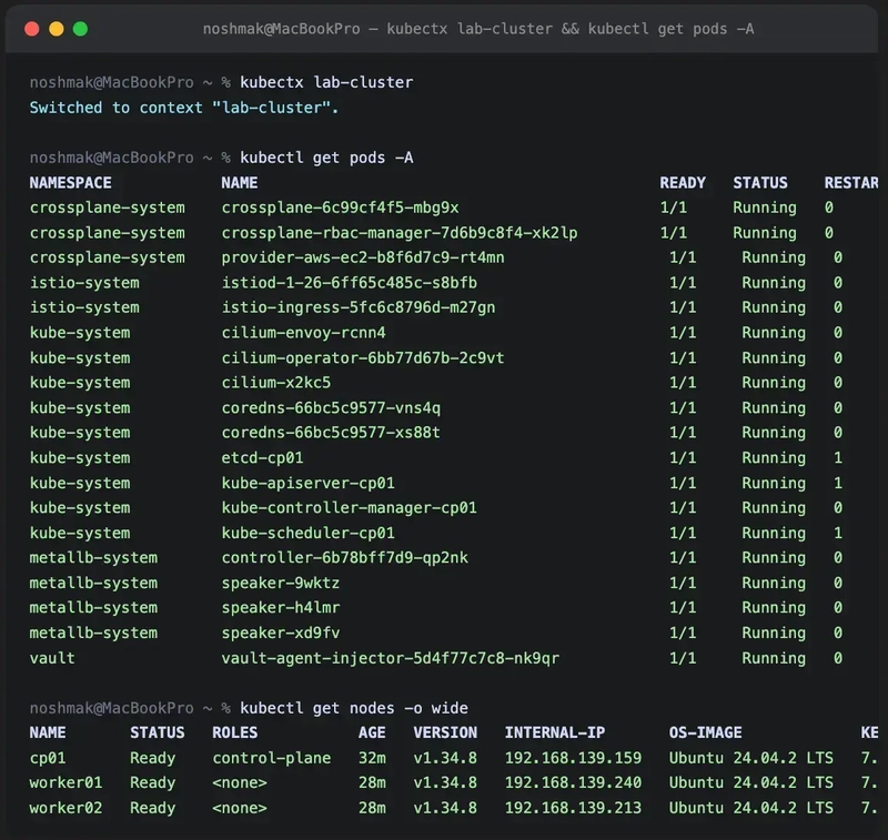Full EKS mirror stack running — all components healthy.<br>