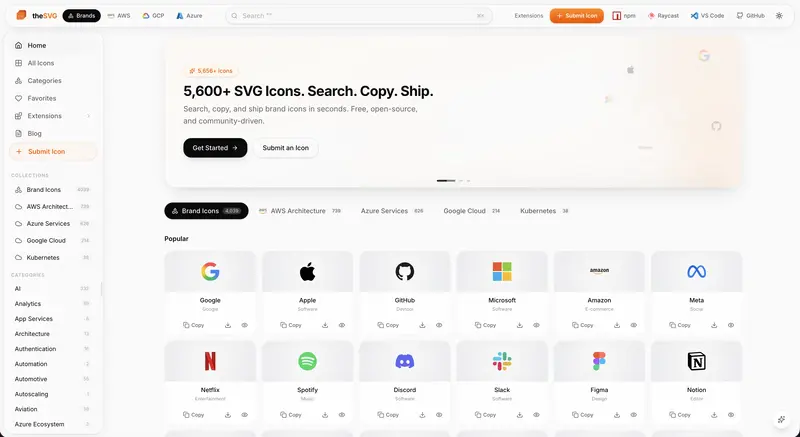 theSVG - 6,030+ SVG icons for developers