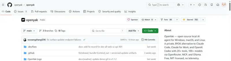 OpenYak en funcionamiento